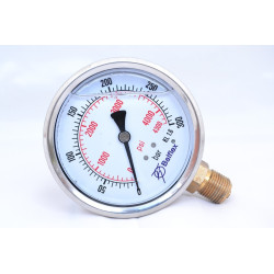 Comprar manómetro 0 -300 BAR, esfera de 100 mm y conexión 1/2" GAS (BSP)