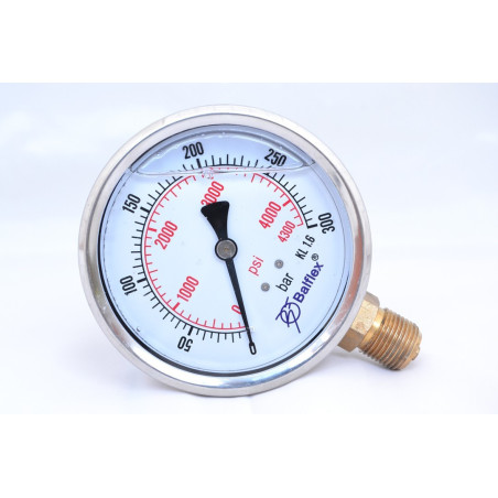 Comprar manómetro 0 -300 BAR, esfera de 100 mm y conexión 1/2" GAS (BSP)