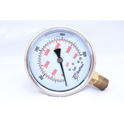 Comprar manómetro 0 -400 BAR, esfera de 100 mm y conexión 1/2" GAS (BSP)