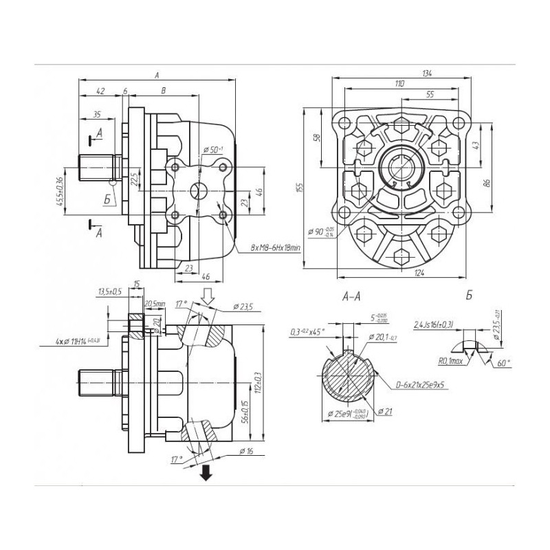 Bomba Hidráulica de engranajes de 32 cc/rev, 160-200 bar, 1500 RPM