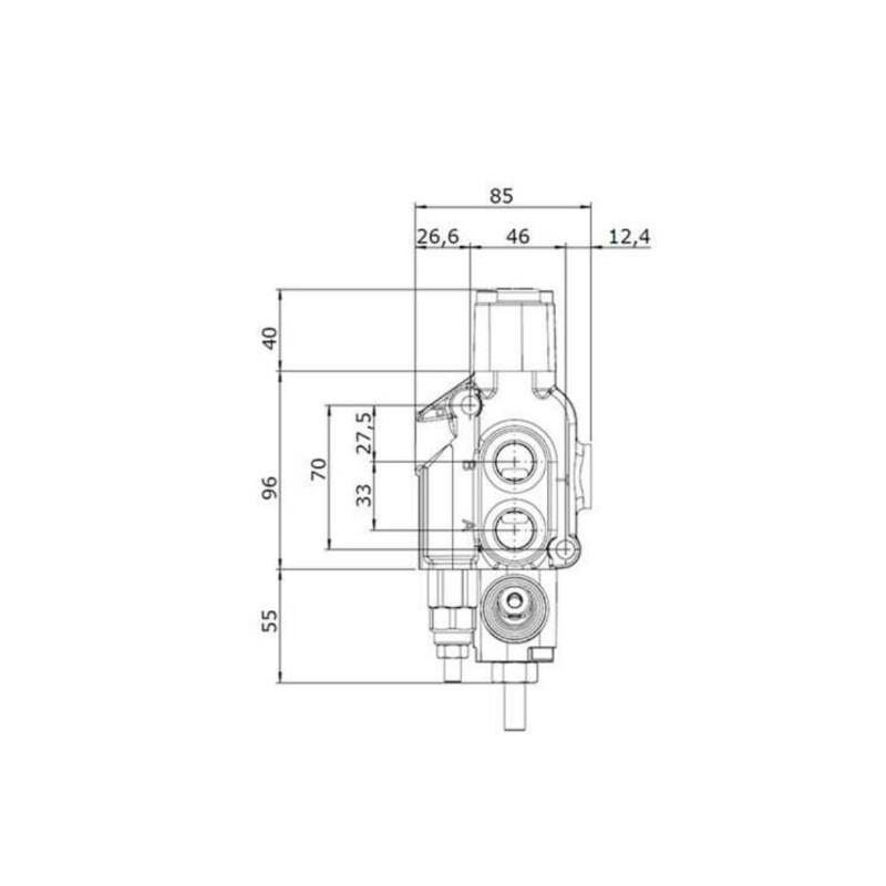 Distribuidor Hidráulico 45 lts/min, 1/2" Corta Leña (Para astilladora)