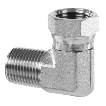 Adaptador BSP Macho 3/8" X BSP Hembra Giratoria 3/8" (BSP 60º). P.T. 250 bar