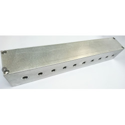 Colector hidráulico, fabricación a medida en bloque de aluminio rectangular con 22 salidas/entradas de aceite de 1/2" BSP 