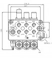 Monoblock directional control valve, 3 spools,  4-way, 3 position, tandem center, Walvoil.