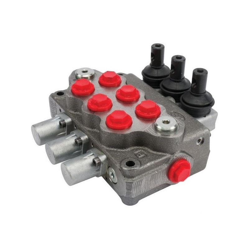 Monoblock directional control valve, 3 spools,  4-way, 3 position, tandem center, Walvoil.