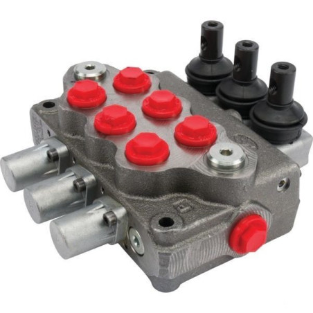 Monoblock directional control valve, 3 spools,  4-way, 3 position, tandem center, Walvoil.