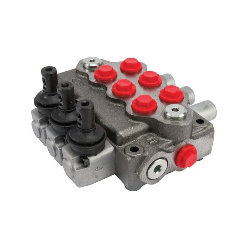 Monoblock directional control valve, 3 spools,  4-way, 3 position, tandem center, Walvoil.