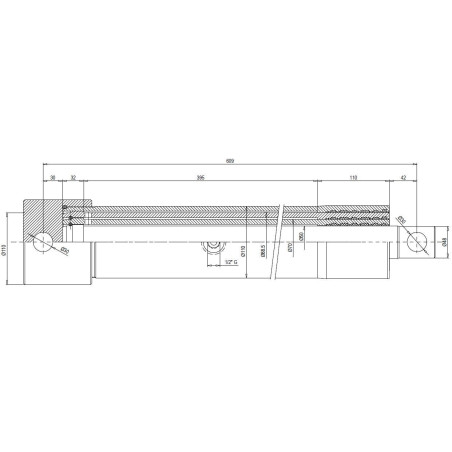 Telescopic hydraulic cylinder 3 sections. Ø88.5mm x stroke 1185 mm