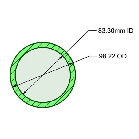 98,22 mm x 83,30 mm H8 Tubo Lapeado en Acero St52. Fabricación Especial