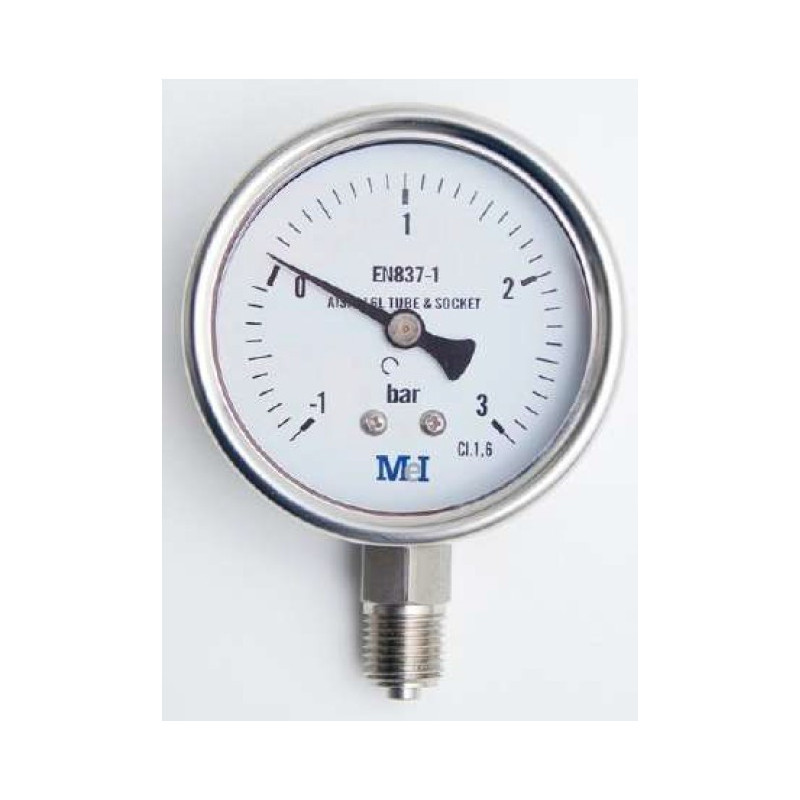 Manómetro en Acero Inoxidable 0-315 bar, 1/4" BSP, Ø63 mm Sin Glicerina