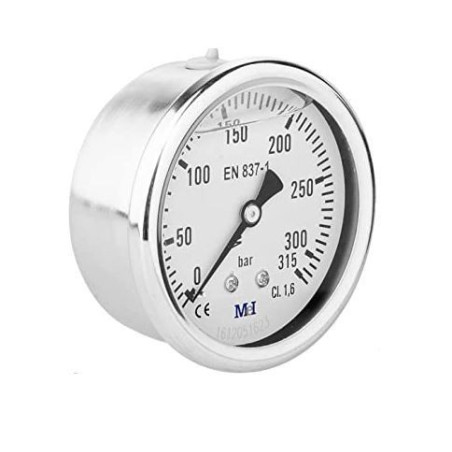 Manómetro 0 - 315 BAR con Glicerina Conexión 1/4" BSP Inferior. Esfera de 63 mm