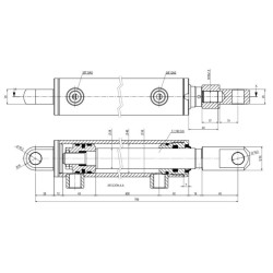 Cil. Hco. DE. Ø40 mm pistón, vástago 28 mm, Carrera 600 mm