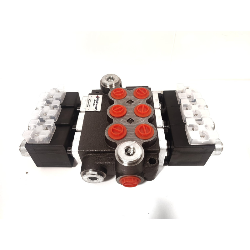 Directional Control Valve, 3 Spool, Electrical 12 VDC, 50 L/min.