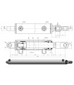 Cilindro Hco. DE Ø40 mm pistón, Ø28 mm vástago, Carrera 800 mm y Charnelas