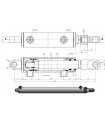 Cilindro Hco. DE Ø40 mm pistón, Ø28 mm vástago, Carrera 600 mm y Charnelas