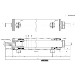 Double Acting  Hydraulic Cylinder  Ø50 mm  Ø36 mm Stroke 670 mm