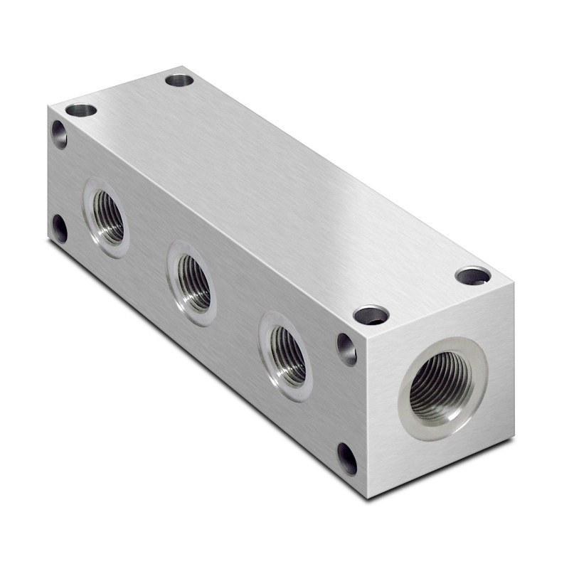 Colector Hidráulico 3 puertos 3/8" y 2 entradas/salidas 1/2" GAS (BSP)
