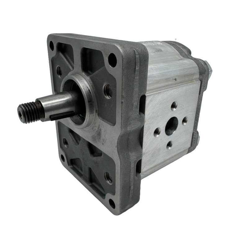Bomba Hidráulica 15 L/min (10 cc/rev) 250 bar, Eje Cónico 1:8, Puertos Bridados en Cruz