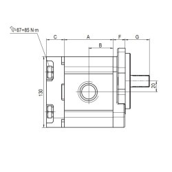 Bomba Hidráulica 24 L/min (16 cc/rev), 250bar, Eje - Recto Ø22,2 SAE B, Puertos GAS, Brida Europea