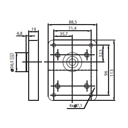 Bomba Hidráulica 30 L/min (20cc/rev), 250 bar, Eje Cónico 1:8, Puertos Brida de montaje europeo