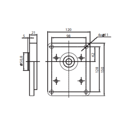 Hydraulic Pump 48 L/min (32 cc/rev), 250 bar, Shaft Straight SAE, European Flange Ports
