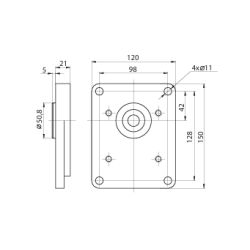 Bomba Hidráulica 48 L/min (32 cc/rev), 250bar, Eje Cónico 1:8, Puertos GAS, Brida Europea