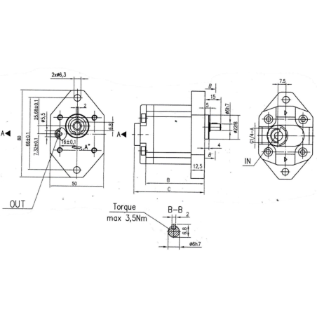 Bomba Hidráulica 30 L/min (20cc/rev), 250 bar, Ejerecto SAE, Puertos Brida de montaje europeo