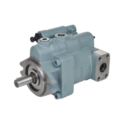 NACHI Hydraulic piston pump PVS 0B-8N3-E30 with 3/4" BSP inlet port and 1/2" BSP outlet.