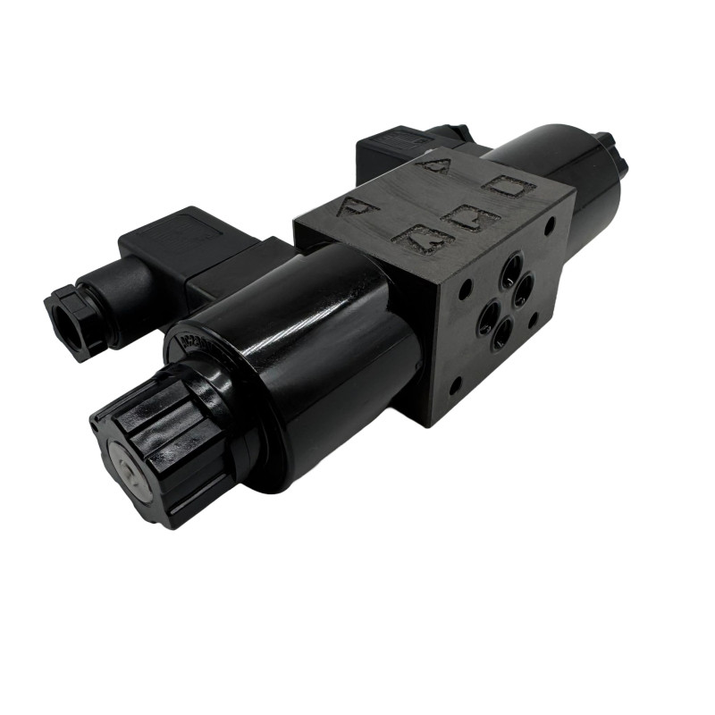 Electroválvula marca NACHI modelo SA-G01-C6-K-C230-31, Centro A, B y T conectados, P cerrado