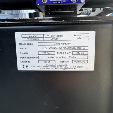 Grupo oleo-hidráulico de alta presión 12,5 Hp 1450 rpm. 250 bar