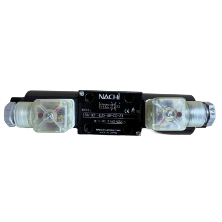 Electroválvula marca NACHI modelo SA-G01-C6-K-C230-31, Centro A, B y T conectados, P cerrado